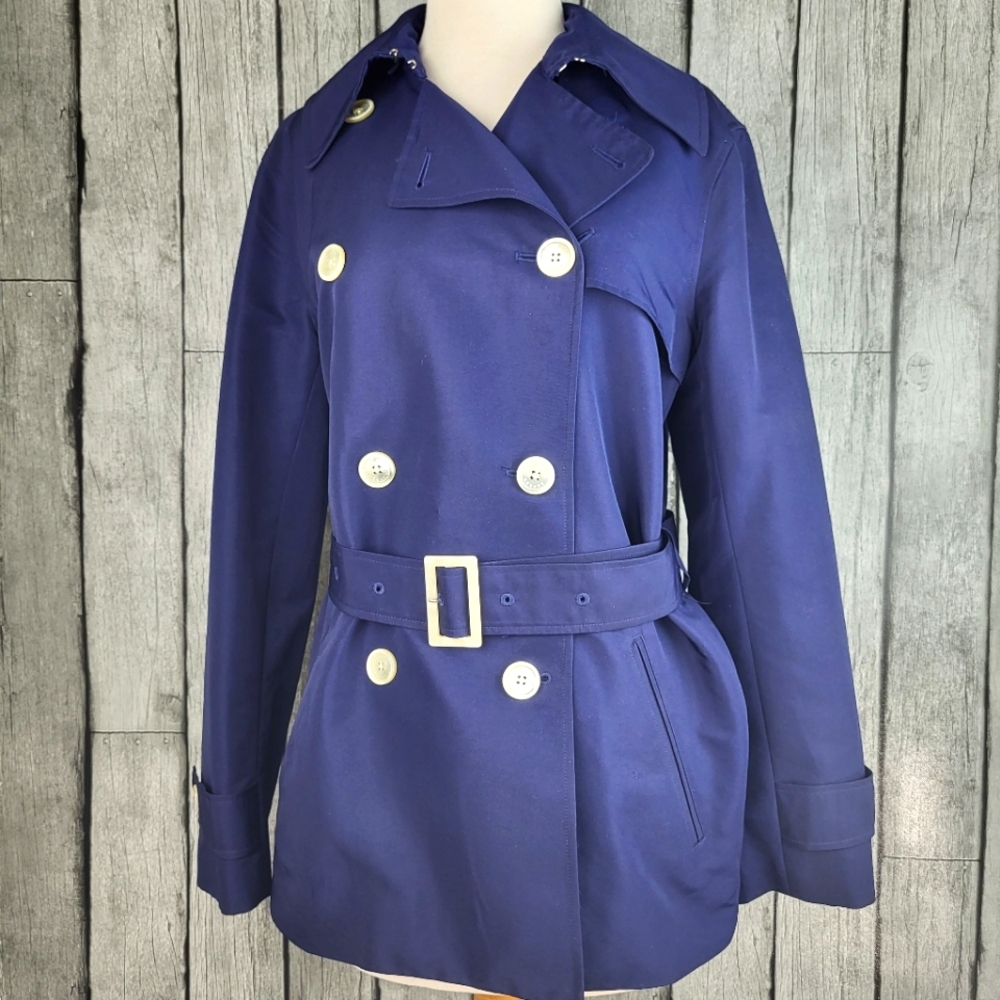 Lauren Ralph Lauren Women’s Short Classic Navy Belted Trench Coat Size Medium
